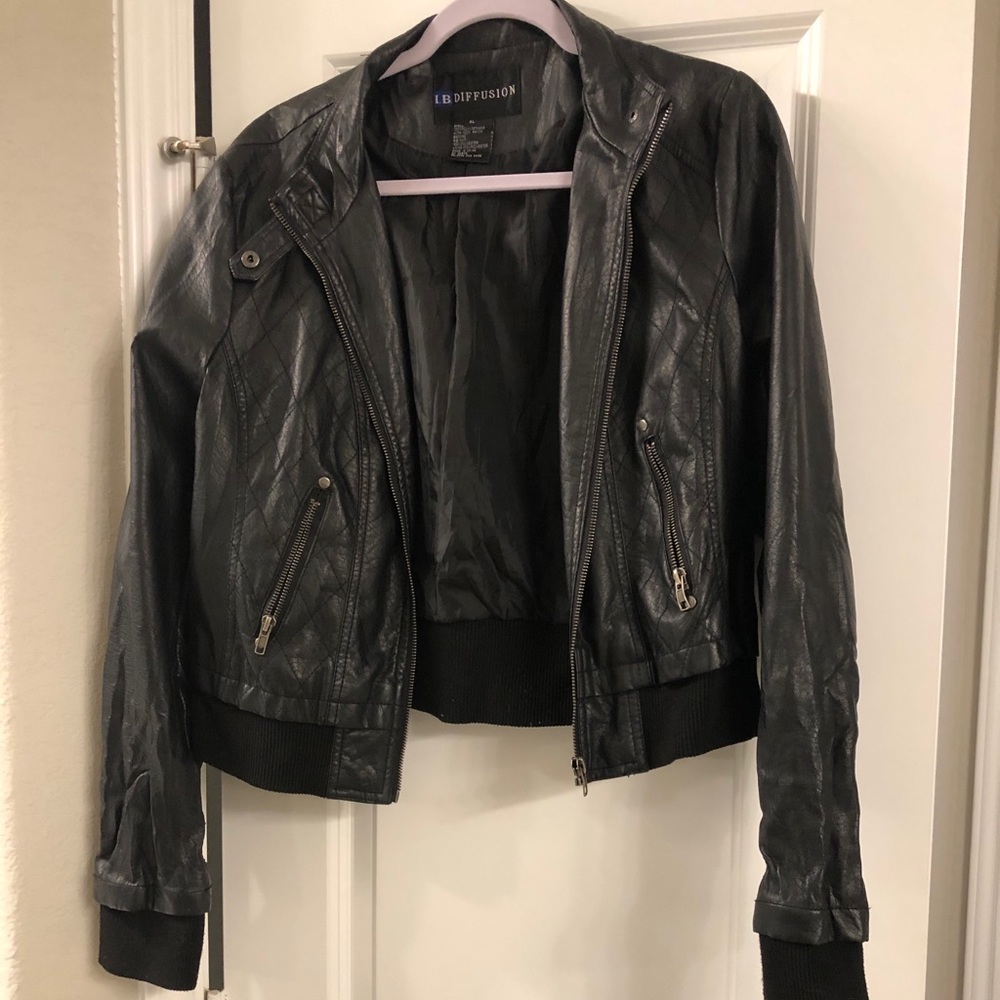Black women’s faux leather jacket
